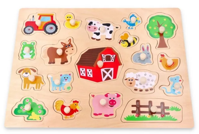 Lelin Edukační vkládačka, puzzle - Farma s traktorem velká