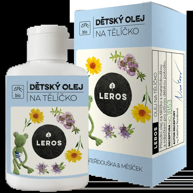 LEROS BIO DĚTSKÝ OLEJ NA TELÍČKO s mateřídouškou a měsíčkem 100 ml