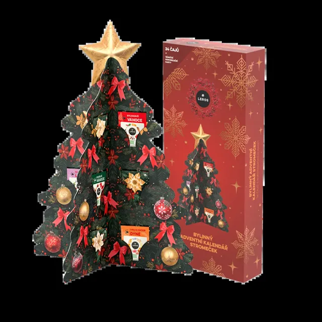 LEROS Bylinný adventní kalendář Stromeček 24 čajů + herních karet