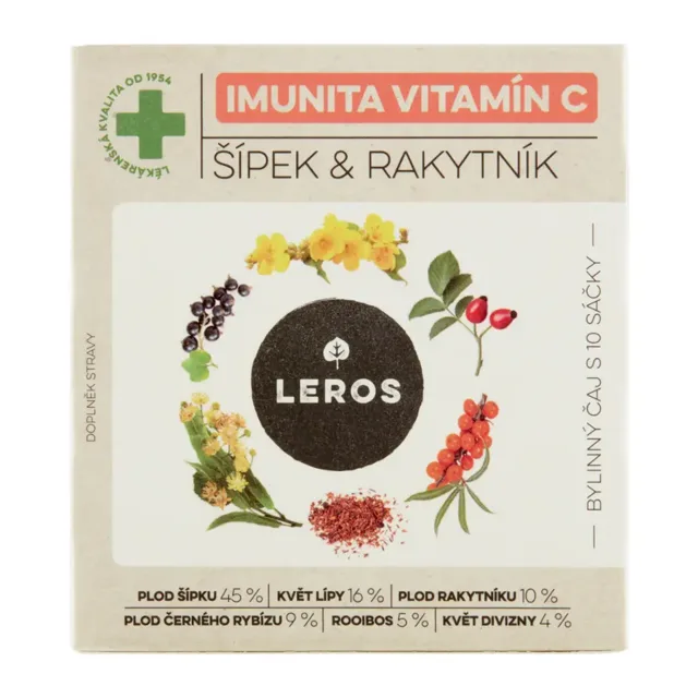 Leros Bylinný čaj Imunita vitamín C šípek & rakytník  20 g