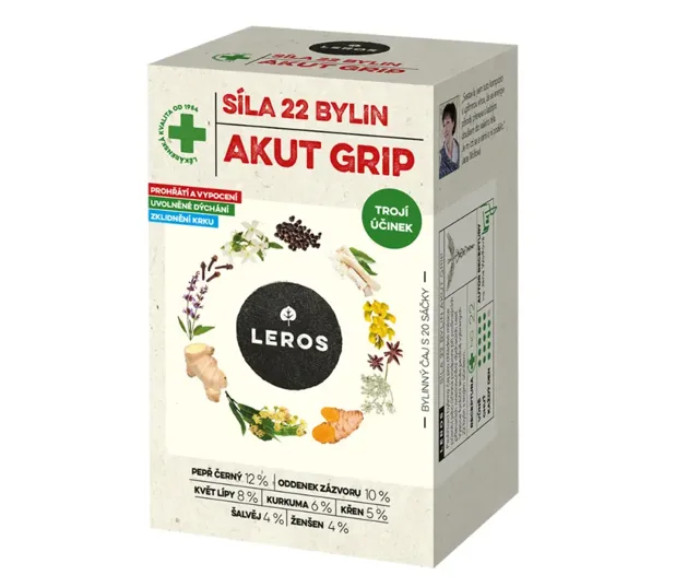 LEROS Bylinný čaj Síla 22 bylin AKUT GRIP 20 x 2,5 g