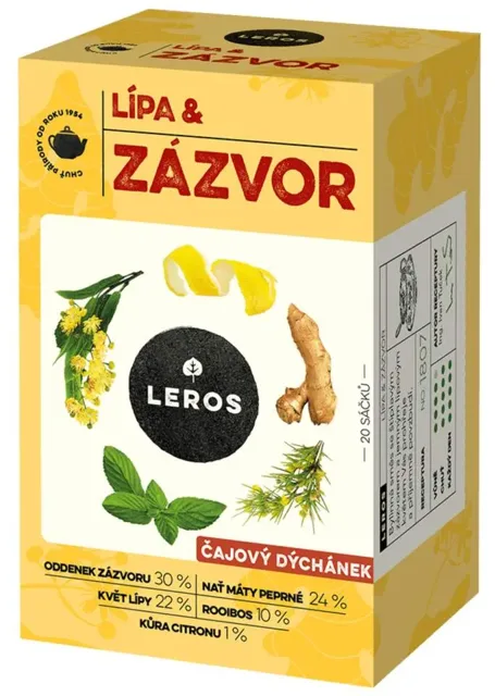 Leros Čajový dýchánek lípa & zázvor 20 x 2 g