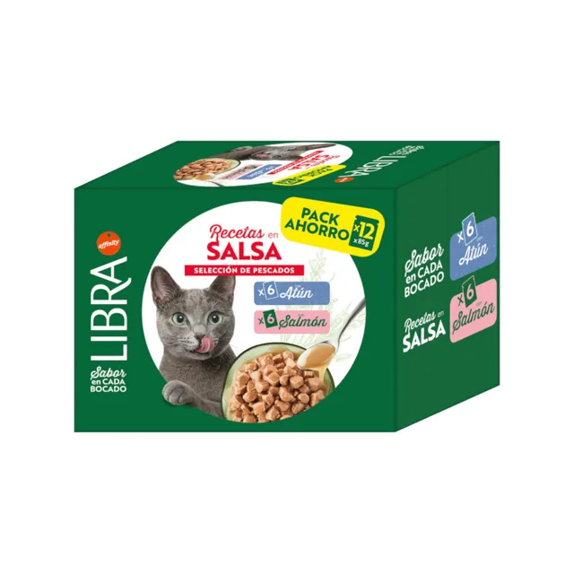 Libra Cat výběr ryb ve šťávě, losos a tuňák - výhodné balení: 24 x 85 g
