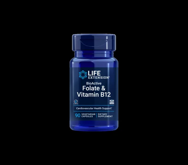 Life Extension BioActive Folate a Vitamin B12 90 kapslí