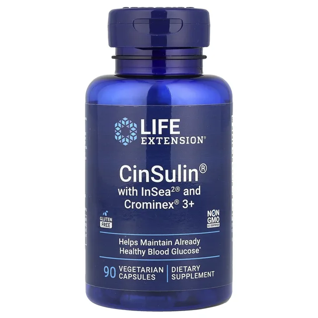 Life Extension CinSulin s InSea2 a Crominex 3+, 90 rostlinných kapslí