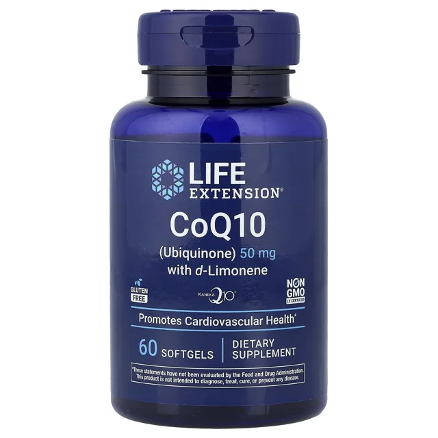 Life Extension CoQ10 s d-limonenem, 50 mg, 60 měkkých kapslí