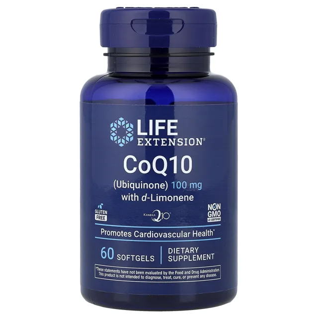 Life Extension CoQ10 (ubichinon) s d-limonenem, 100 mg, 60 softgelových kapslí