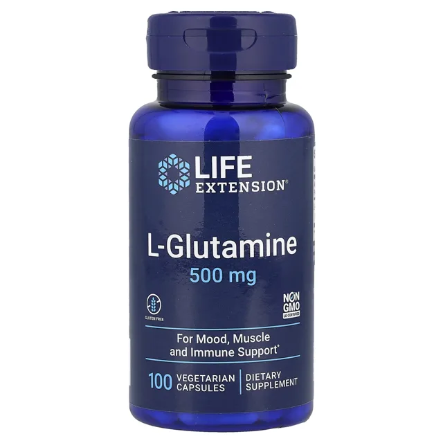 Life Extension L-glutamin, 500 mg, 100 rostlinných kapslí