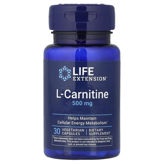 Life Extension L-karnitin, 500 mg, 30 rostlinných kapslí