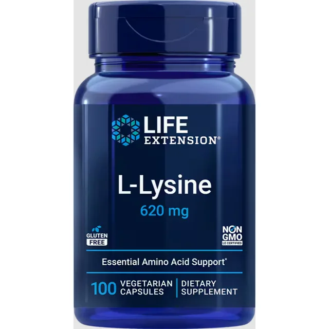 Life Extension L-lysin, 620 mg, 100 rostlinných kapslí