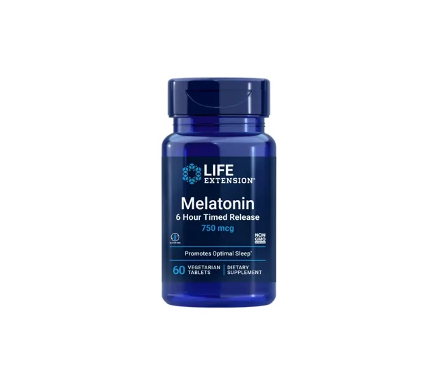 Life Extension Melatonin 6 Hour Timed Release, melatonin s časovým uvolňováním, 60 rostlinných tablet