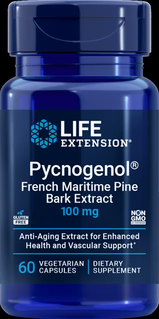 Life Extension Pycnogenol extrakt z kůry francouzské přímořské borovice, 100 mg, 60 rostlinných kapslí