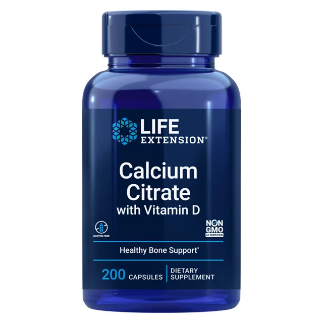 Life Extension Vápník citrát s vitamínem D, 200 rostlinných kapslí