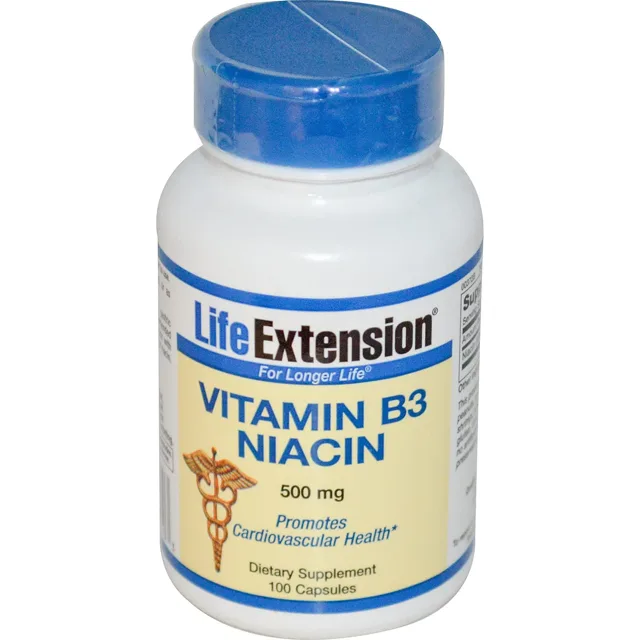 Life Extension Vitamin B3 Niacin, 500 mg, 100 kapslí