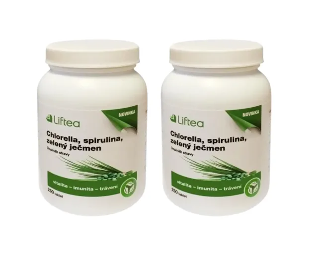 LIFTEA CHLORELLA, SPIRULINA, ZELENÝ JEČMEN 2x250 tablet