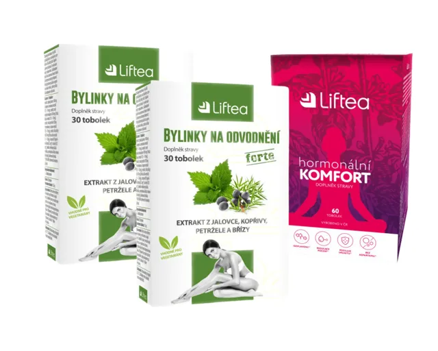 LIFTEA Hormonální komfort 60 tobolek + LIFTEA BYLINKY NA ODVODNĚNÍ FORTE 2x30 tobolek