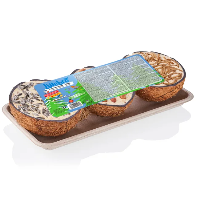 Lillebro kokosové skořápky plněné krmivem pro ptáky - 3 kusy (600 g)