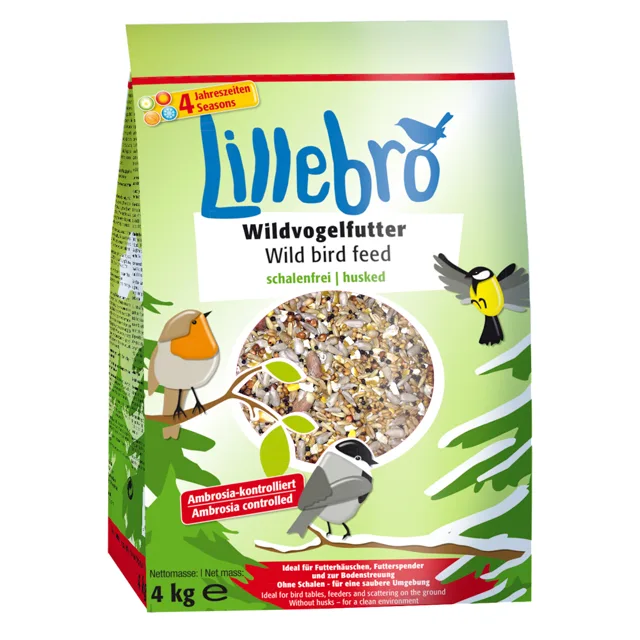 Lillebro krmivo pro divoké ptactvo bezslupkové - 3 x 4 kg