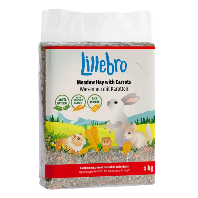 Lillebro luční seno pro hlodavce a králíky - luční seno s jablky - 3 x 1 kg