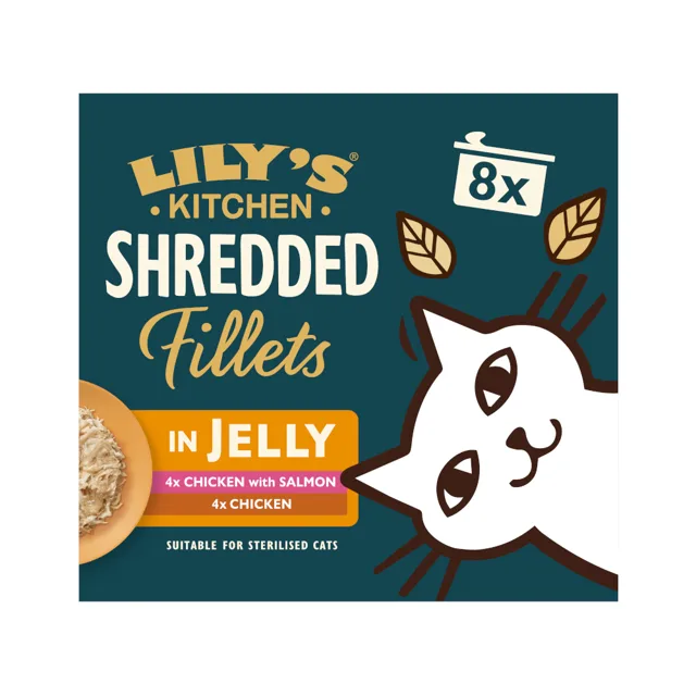 Lily's Kitchen Shredded Fillets pro kočky 8 x 70 g - míchané balení ve vývaru (4 druhy)