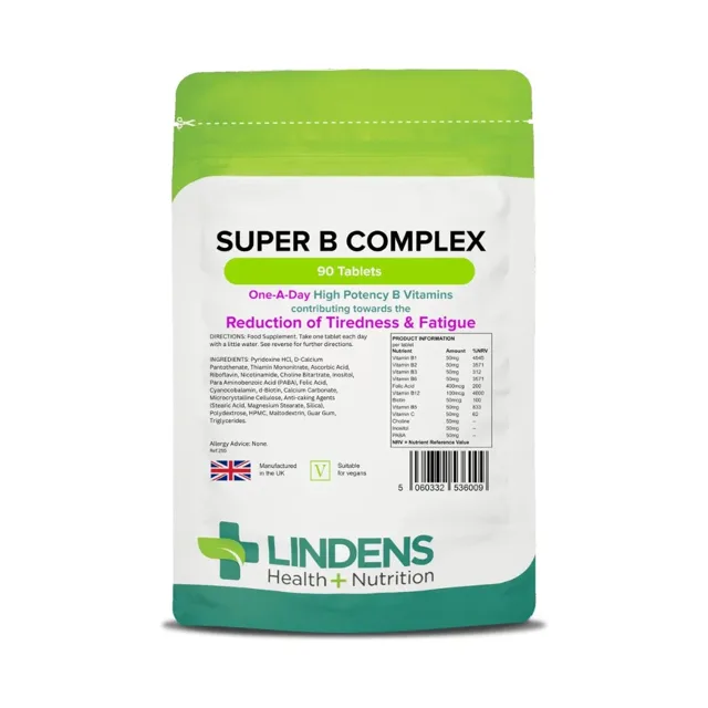 LINDENS Health + Nutrition Super Vitamin B Complex, 90 tablet