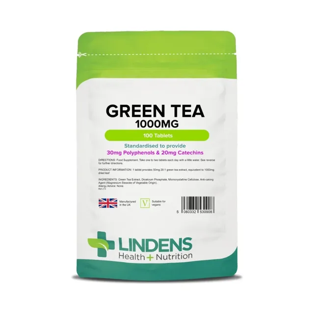 LINDENS Health + Nutrition Zelený čaj 1000 mg, 100 tablet