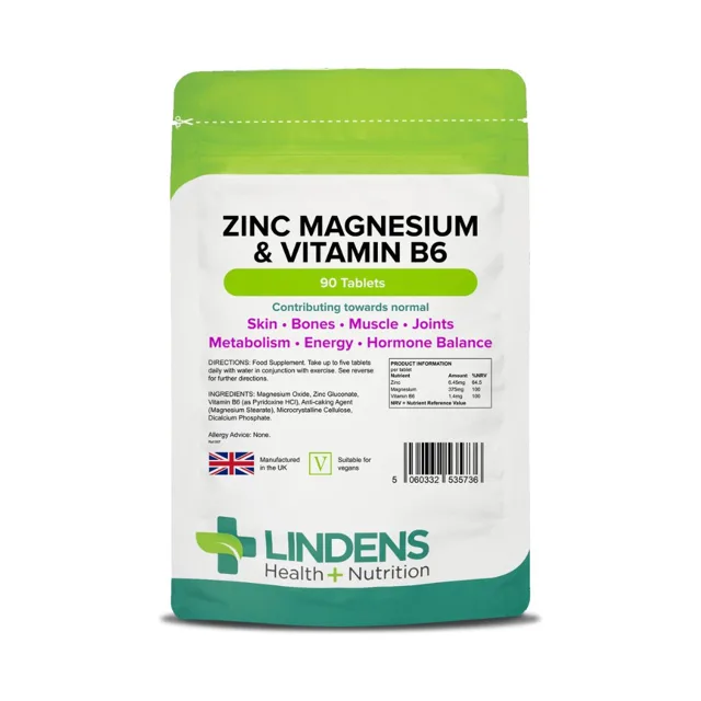 LINDENS Health + Nutrition Zinek, Hořčík &amp; Vitamín B6, 90 tablet