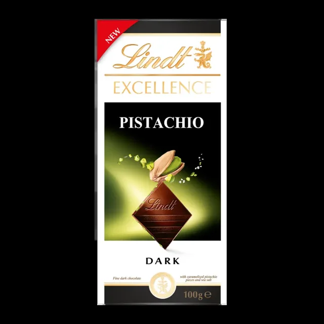 Lindt Hořká čokoláda Excellence s karamelizovanými pistáciemi a mořskou solí