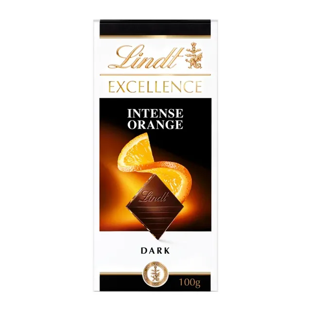 Lindt Hořká čokoláda Excellence s pomerančovými kousky a kousky mandlí  100 g