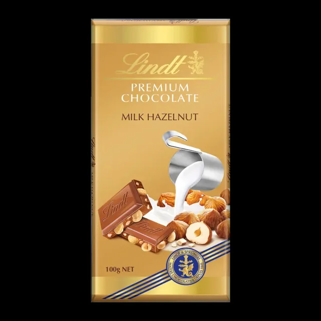 Lindt Mléčná čokoláda s celými praženými lískovými ořechy