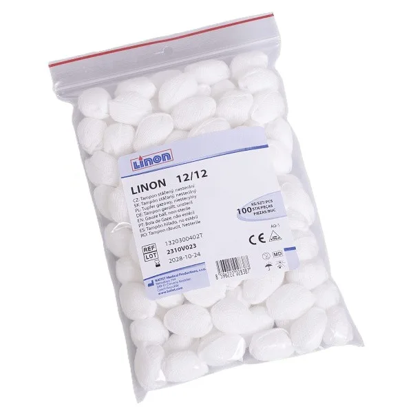 Linon Tampon stáčený nesterilní 12 x 12 cm 100 kusů