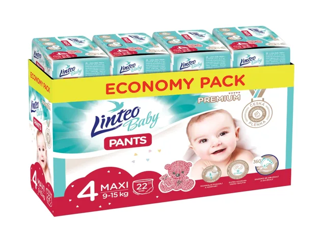 Linteo Baby Pants PREMIUM 4 Maxi 9-15 kg plenkové kalhotky 176 ks