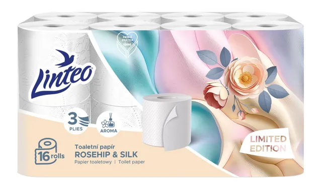 Linteo Rosehip&Silk Toaletní papír 3vrstvý 16 rolí