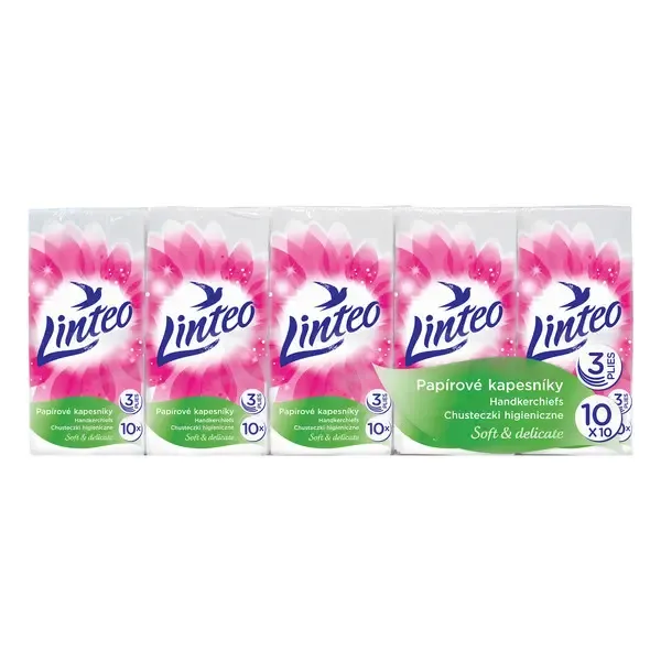 Linteo Satin papírové kapesníčky mini 3-vrstvé 10 x 10 ks