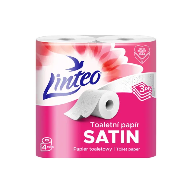Linteo Satin Toaletní papír 3vrstvý bílý 4 role