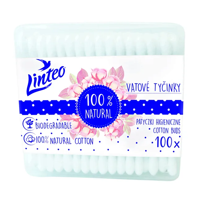 LINTEO Vatové papírové tyčinky BOX 100 ks