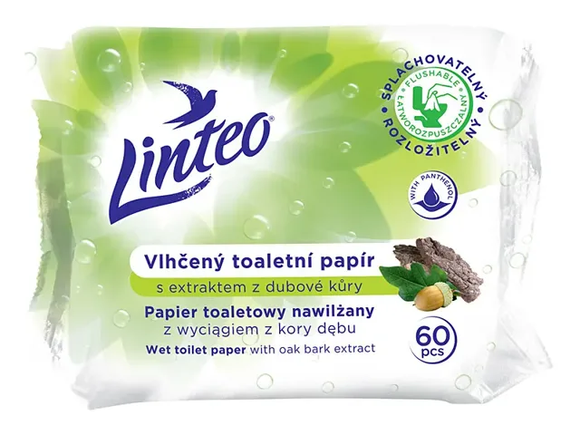 Linteo vlhčený toaletní papír s dubovou kůrou 60 ks