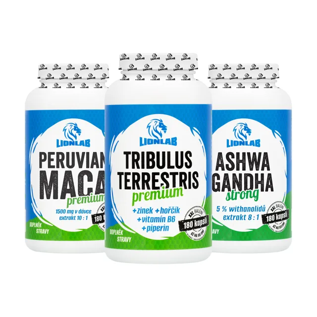 Lionlab Ashwagandha, Maca a Tribulus - AKCE 1+1+1