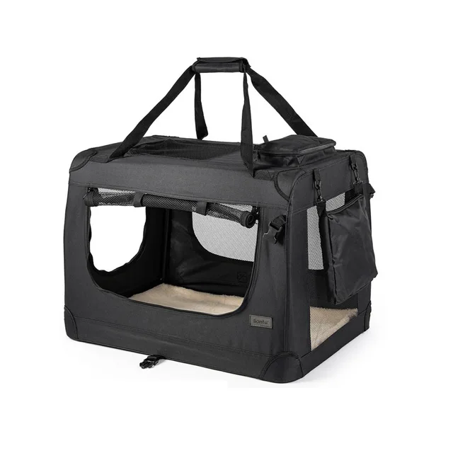 Lionto přepravní box pro psy z textilu, černý - Š 61 x D 90 x V 65 cm