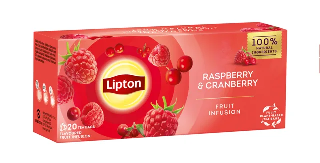 Lipton Raspberry & Cranberry porcovaný čaj 20x1,7 g