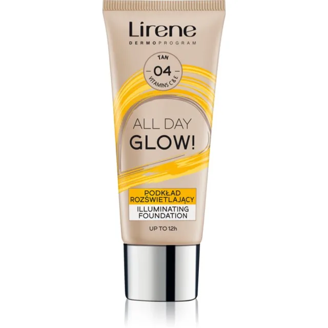 Lirene ALL DAY GLOW! rozjasňující fluidní make-up pro dlouhotrvající efekt odstín 04 Tanned 30 ml