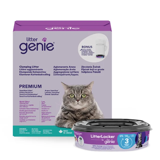 Litter Genie Premium Sensitive kočičí stelivo  - 11 kg + LitterLocker náhradní kazeta