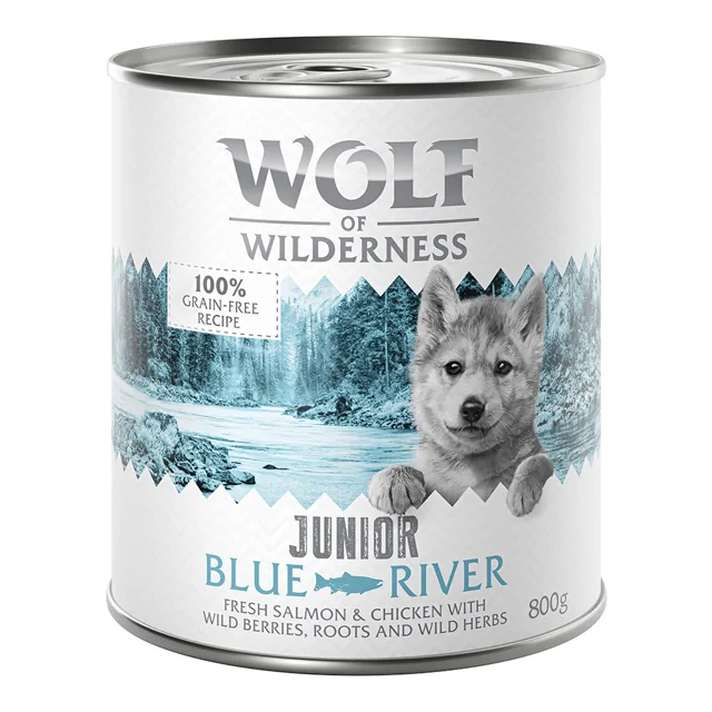 Little Wolf of Wilderness Junior 6 x 800 g - Blue River - kuřecí a losos