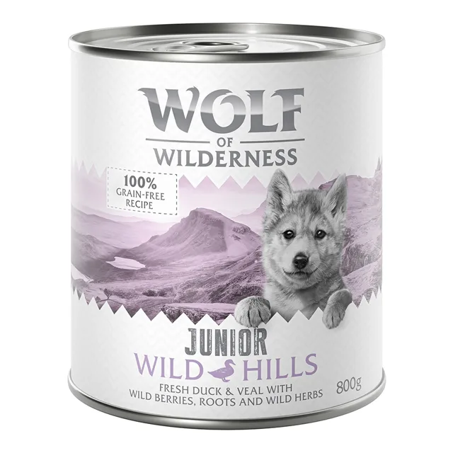 Little Wolf of Wilderness Junior 6 x 800 g - Wild Hills - kachní a telecí