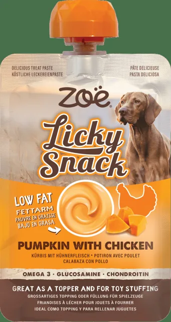 Lízací pamlsek Zoë Licky Snack s dýní a kuřecím masem 85 g