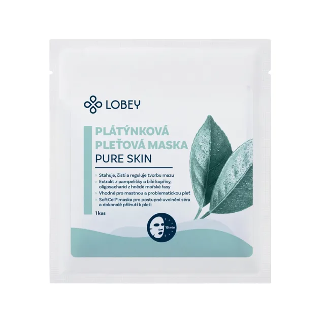 LOBEY Plátýnková pleťová maska Pure Skin Mask 1 ks