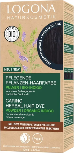 LOGONA Naturkosmetik Výživná rostlinná barva na vlasy indigo černá 100 g