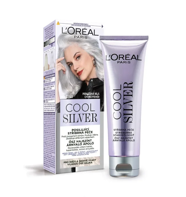 Loréal Paris Cool Silver posilující stříbrná péče 114 ml perleťová bílá