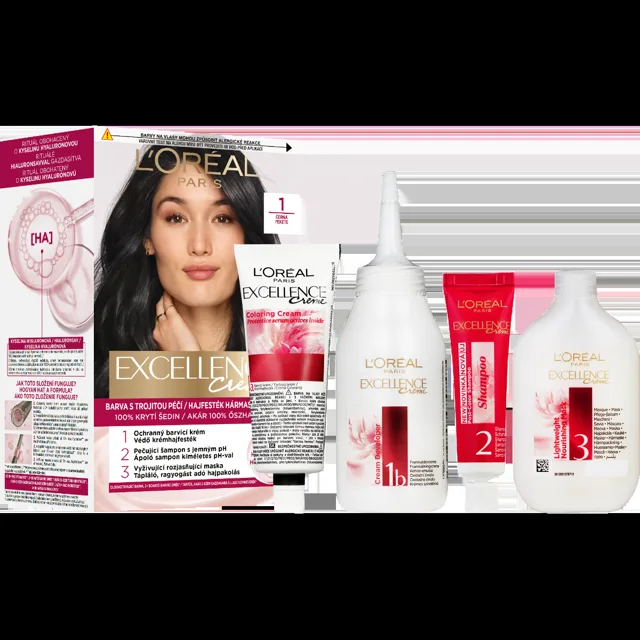 Loréal Paris Excellence Cream odstín 1 Černá barva na vlasy 1 ks