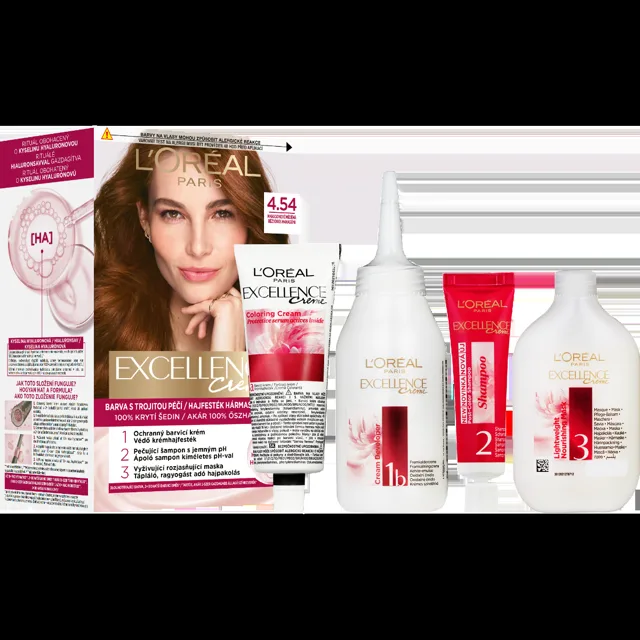 Loréal Paris Excellence Creme odstín 4.54 mahagonově měděná barva na vlasy
